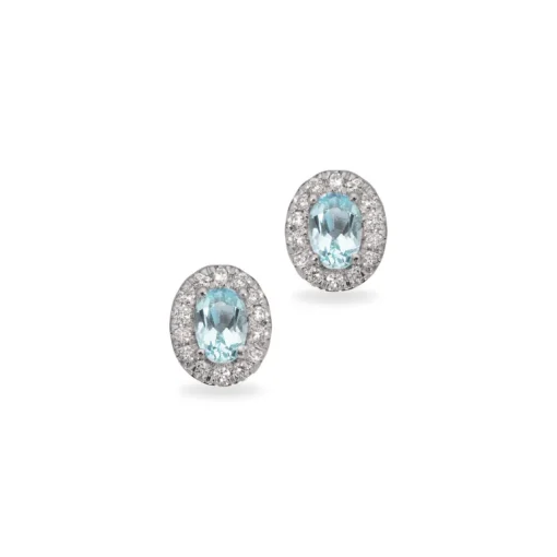 Scrouples Diana Øreringe i 14 Karat Hvidguld med Aquamarin og Brillanter 0,10 Carat W/SI