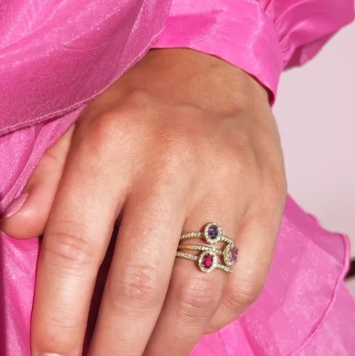 Scrouples Diana Roset 14 Karat Guld Ring med Ametyst og Brillanter 0,17 Carat H-W/SI