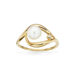 Scrouples Ring i 8 Karat Guld med Ferskvandsperler