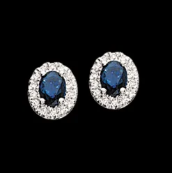 Scrouples Roset 14 Karat Hvidguld Ørestikker med Safir og Brillanter 0,11 Carat W/SI