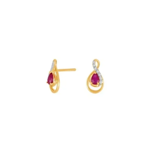 Siersbøl 14 Karat Guld Ørestikker fra Nordahl Andersen med Rubin og Diamanter 0,32 Carat W/SI