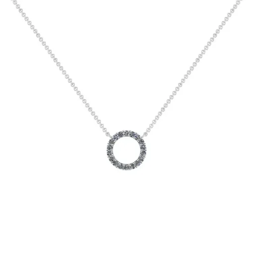 Smykkekæden Cirkel 14 Karat Hvidguld Halskæde med Diamanter 0,09 Carat W/SI