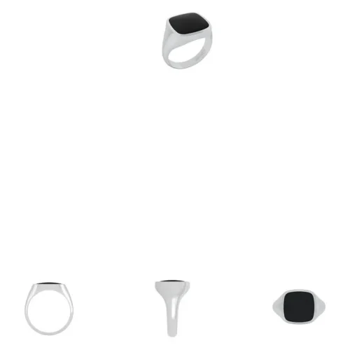 Smykkekæden Sterling Sølv Ring med Sort Onyx