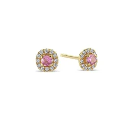 Sofia 14 Karat Guld Ørestikker fra Nuran med Pink Safir og Brillanter 0,12 Carat W/SI