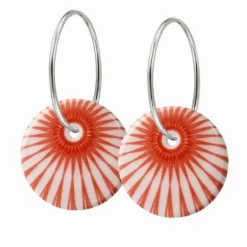 Splash Hoop Coral Sterling Sølv Øreringe fra Scherning