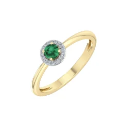 Støvring Design 14 Karat Guld Ring med Smaragd og Brillanter 0,06 Carat W/SI
