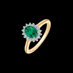Støvring Design Ring i 14 Karat Guld med Smaragd og Brillanter 0,25 Carat W/SI