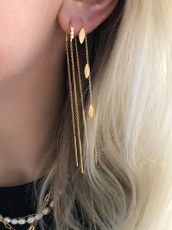 Three Dots Double Chain Forgyldt Sølv Ørering fra Stine A