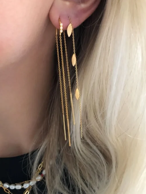 Three Dots Double Chain Forgyldt Sølv Ørering fra Stine A