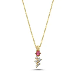 Twinkle 14 Karat Guld Vedhæng fra Nuran med Pink Turmalin og Diamanter 0,09 Carat W/SI