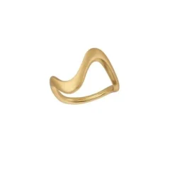 Wave Large Forgyldt Sølv Ring fra byBiehl